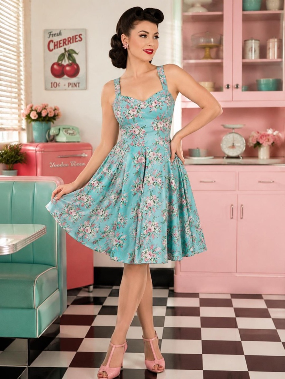 Voodoo Vixen Floral Pleated Dress
